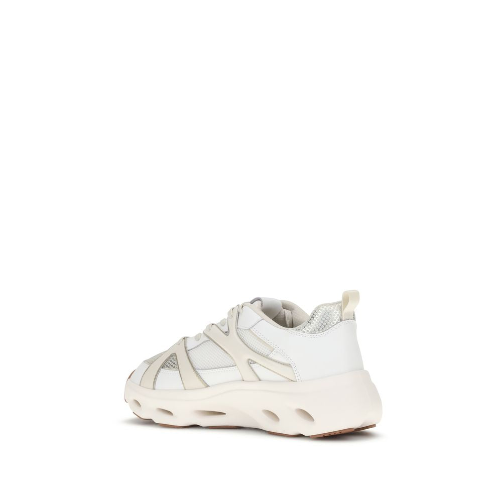 PINKO White Calf Leather Bos Taurus Chunky Sneakers - Zeiniez
