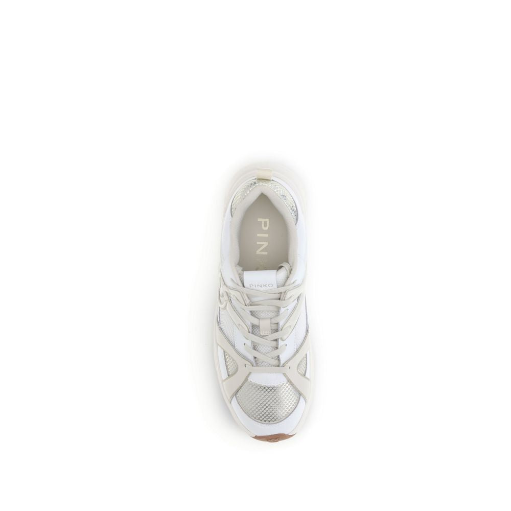 PINKO White Calf Leather Bos Taurus Chunky Sneakers - Zeiniez