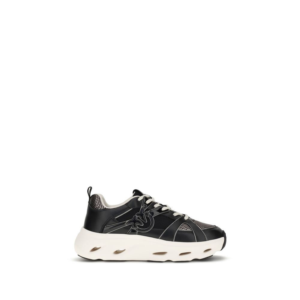 PINKO Black Calf Leather Bos Taurus Chunky Sneakers - Zeiniez