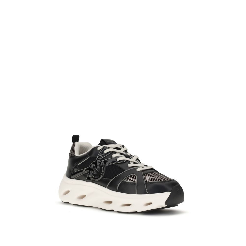 PINKO Black Calf Leather Bos Taurus Chunky Sneakers - Zeiniez