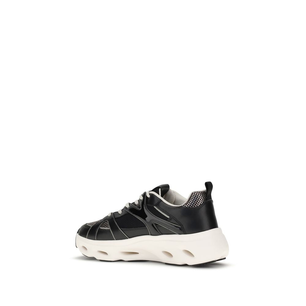 PINKO Black Calf Leather Bos Taurus Chunky Sneakers - Zeiniez