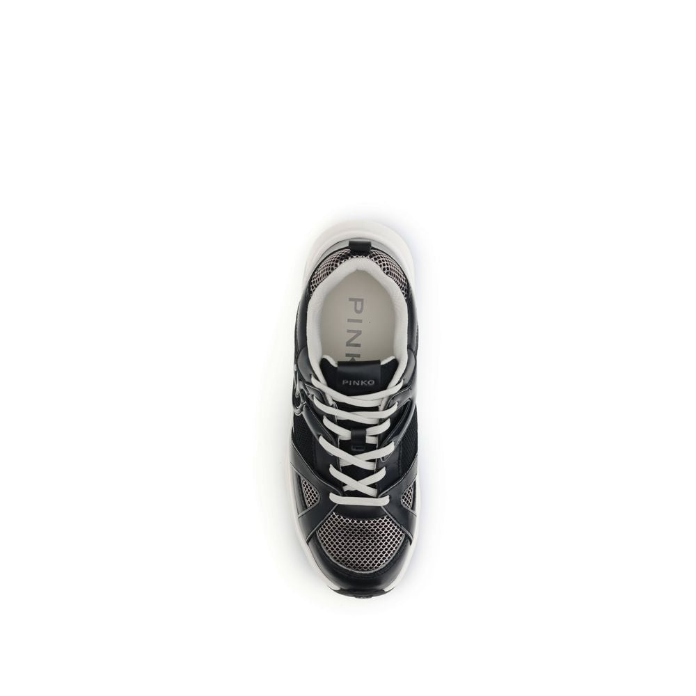 PINKO Black Calf Leather Bos Taurus Chunky Sneakers - Zeiniez