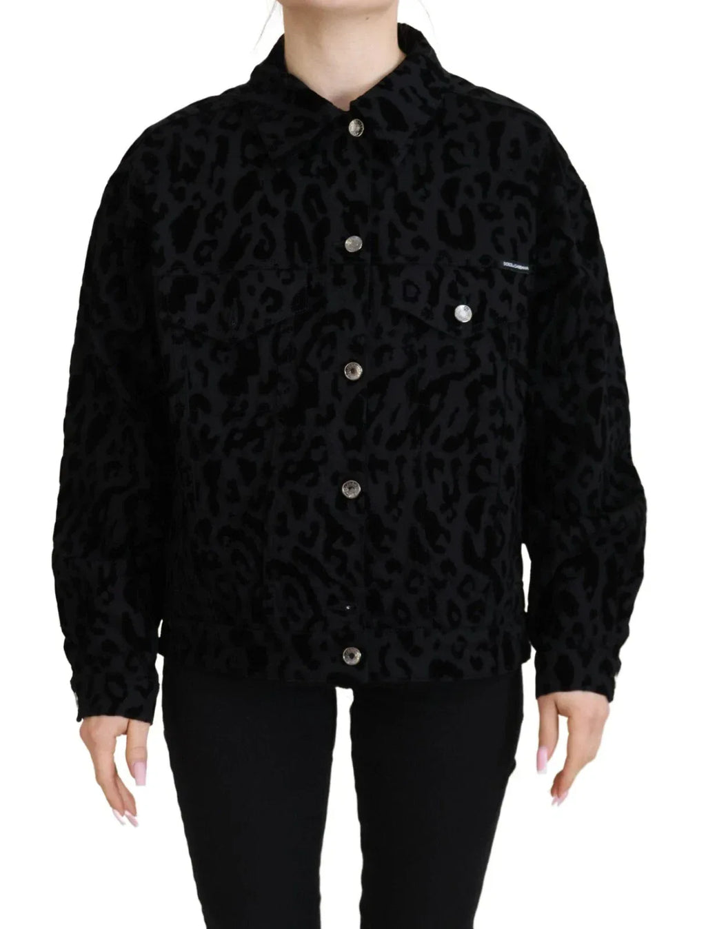 Dolce & Gabbana Cotton Black Leopard Long Sleeve Denim Jacket - Zeiniez
