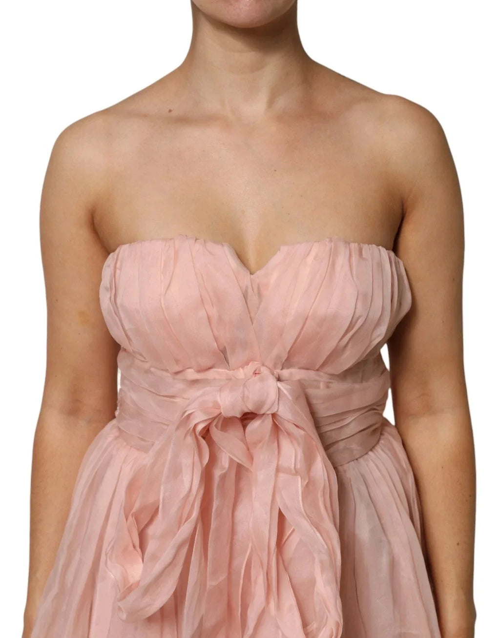 Dolce & Gabbana Pink Silk Chiffon A-line Pleated Midi Dress - Zeiniez