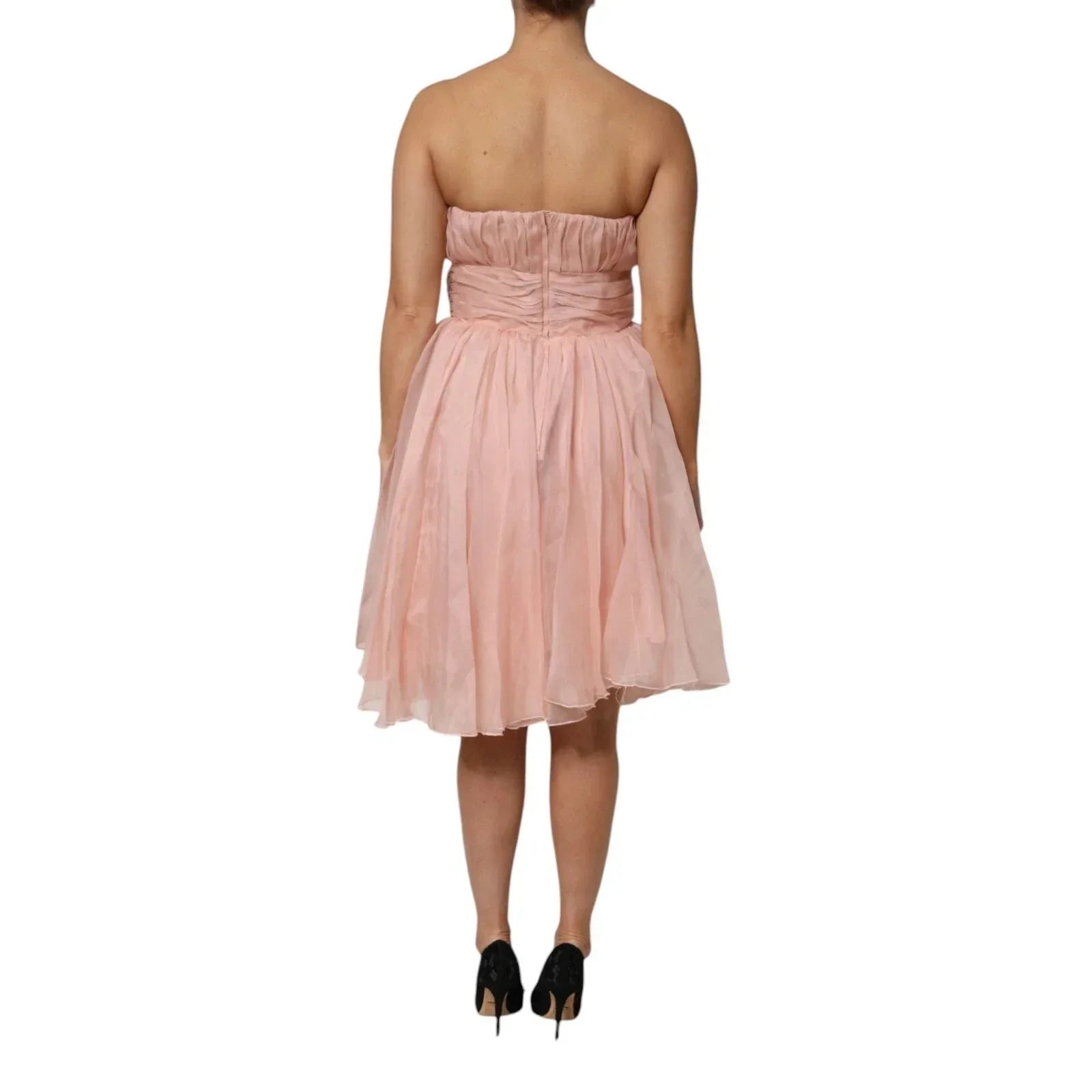 Dolce & Gabbana Pink Silk Chiffon A-line Pleated Midi Dress - Zeiniez