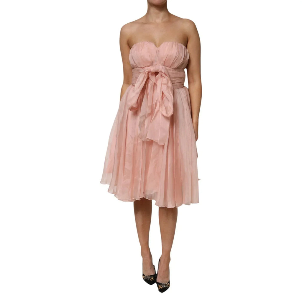 Dolce & Gabbana Pink Silk Chiffon A-line Pleated Midi Dress - Zeiniez