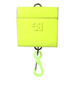 Dolce & Gabbana Yellow Green Bifold DG Logo Neck Strap Cardholder Wallet - Zeiniez