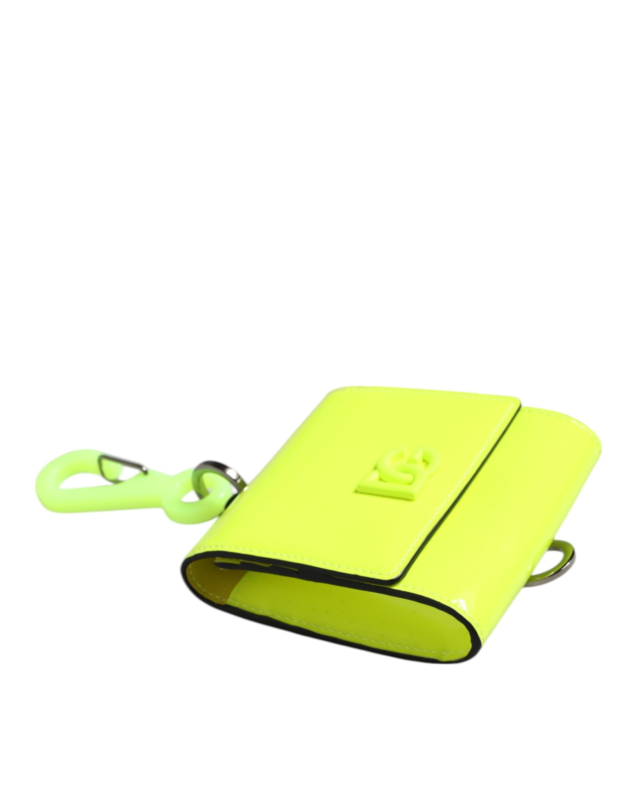 Dolce & Gabbana Yellow Green Bifold DG Logo Neck Strap Cardholder Wallet - Zeiniez
