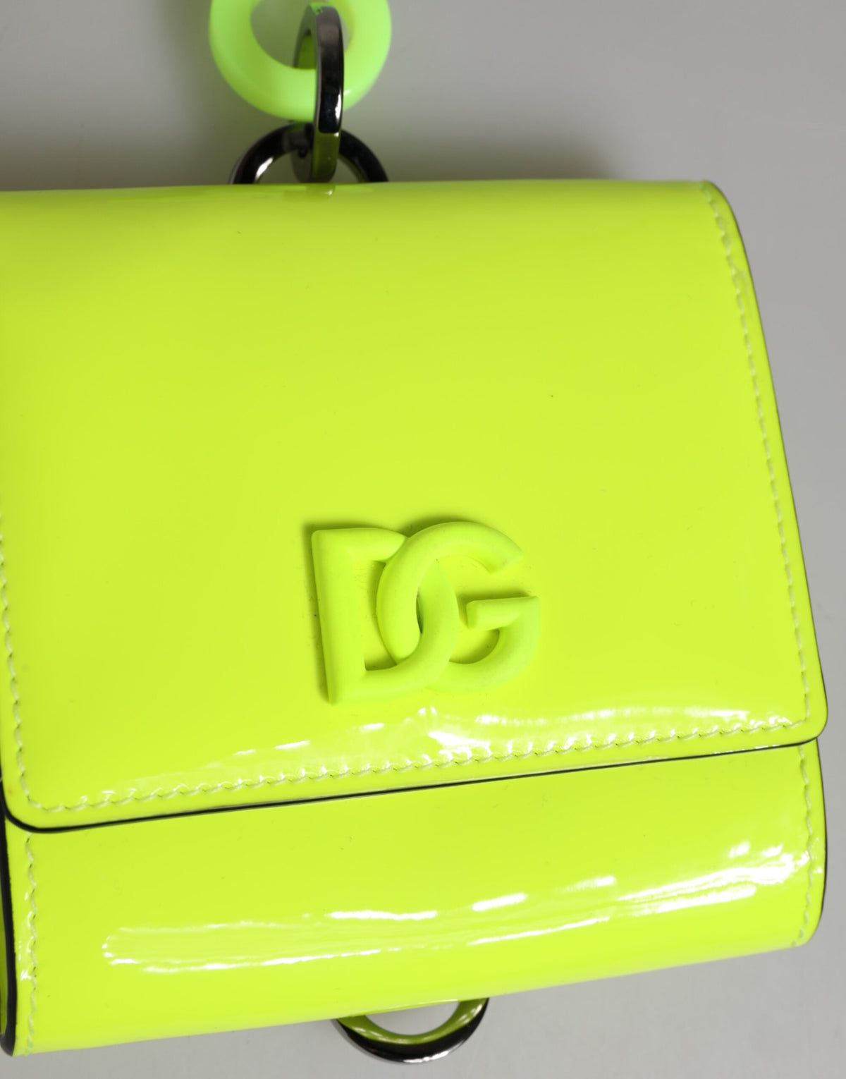 Dolce & Gabbana Yellow Green Bifold DG Logo Neck Strap Cardholder Wallet