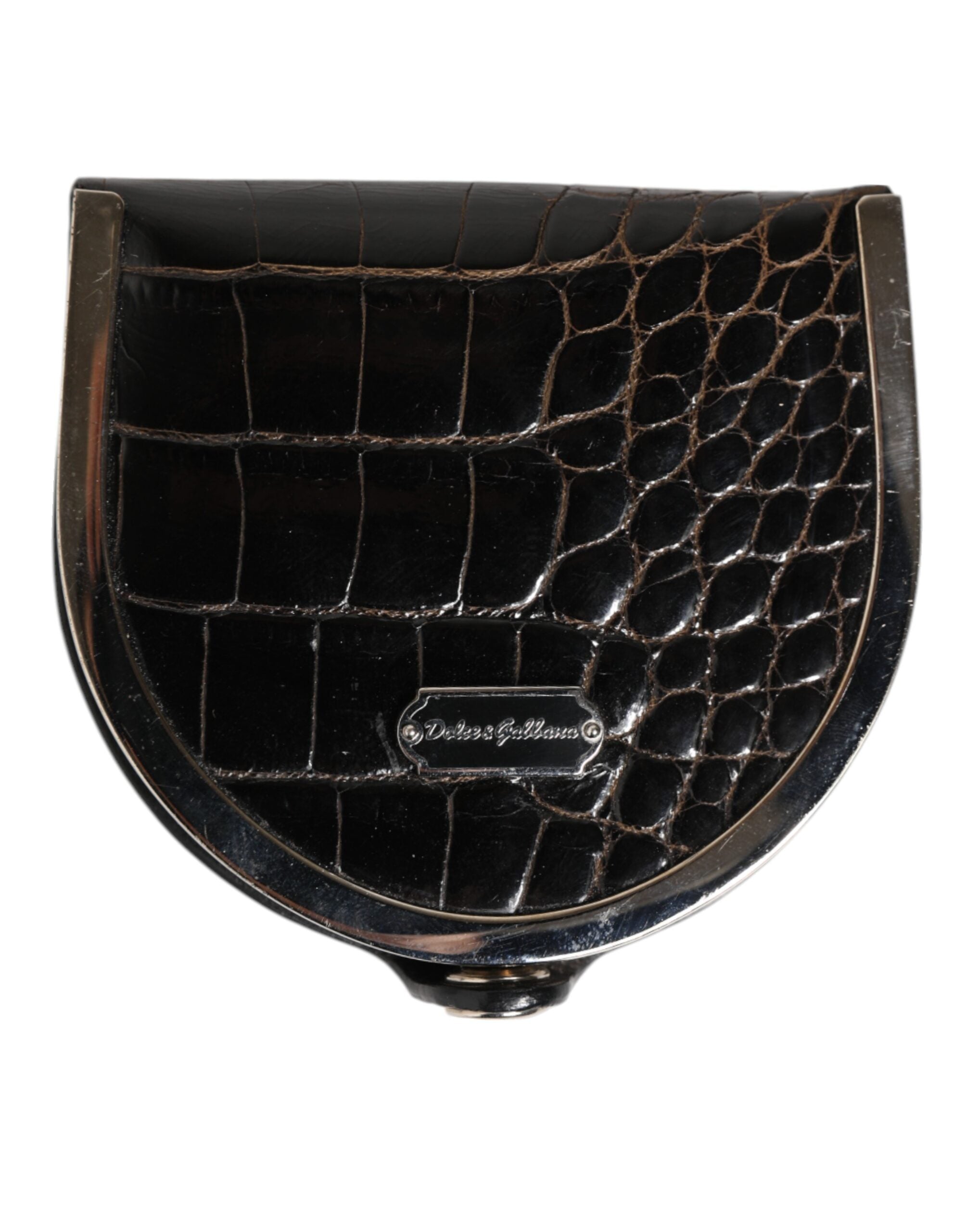 Dolce & Gabbana Black Polished Crocodile Leather Mens Coin Purse Wallet - Zeiniez