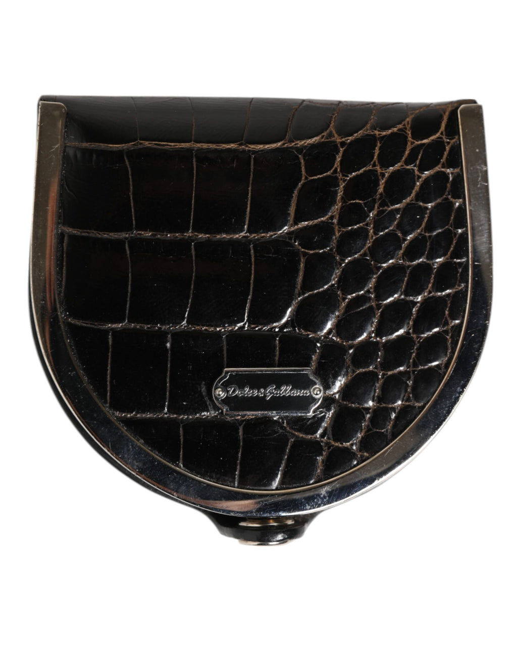 Dolce & Gabbana Black Polished Crocodile Leather Mens Coin Purse Wallet - Zeiniez