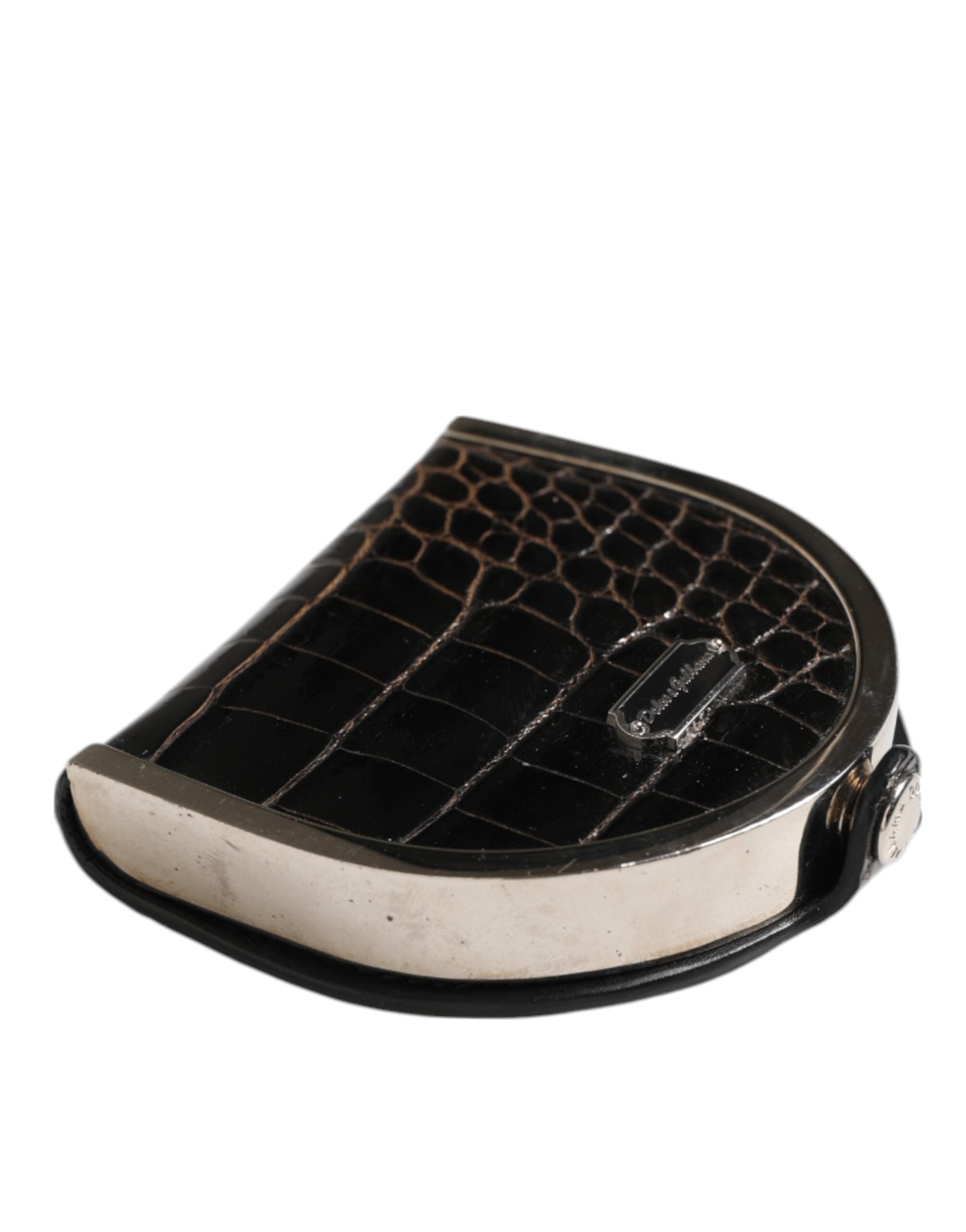 Dolce & Gabbana Black Polished Crocodile Leather Mens Coin Purse Wallet - Zeiniez