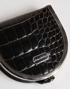 Dolce & Gabbana Black Polished Crocodile Leather Mens Coin Purse Wallet - Zeiniez