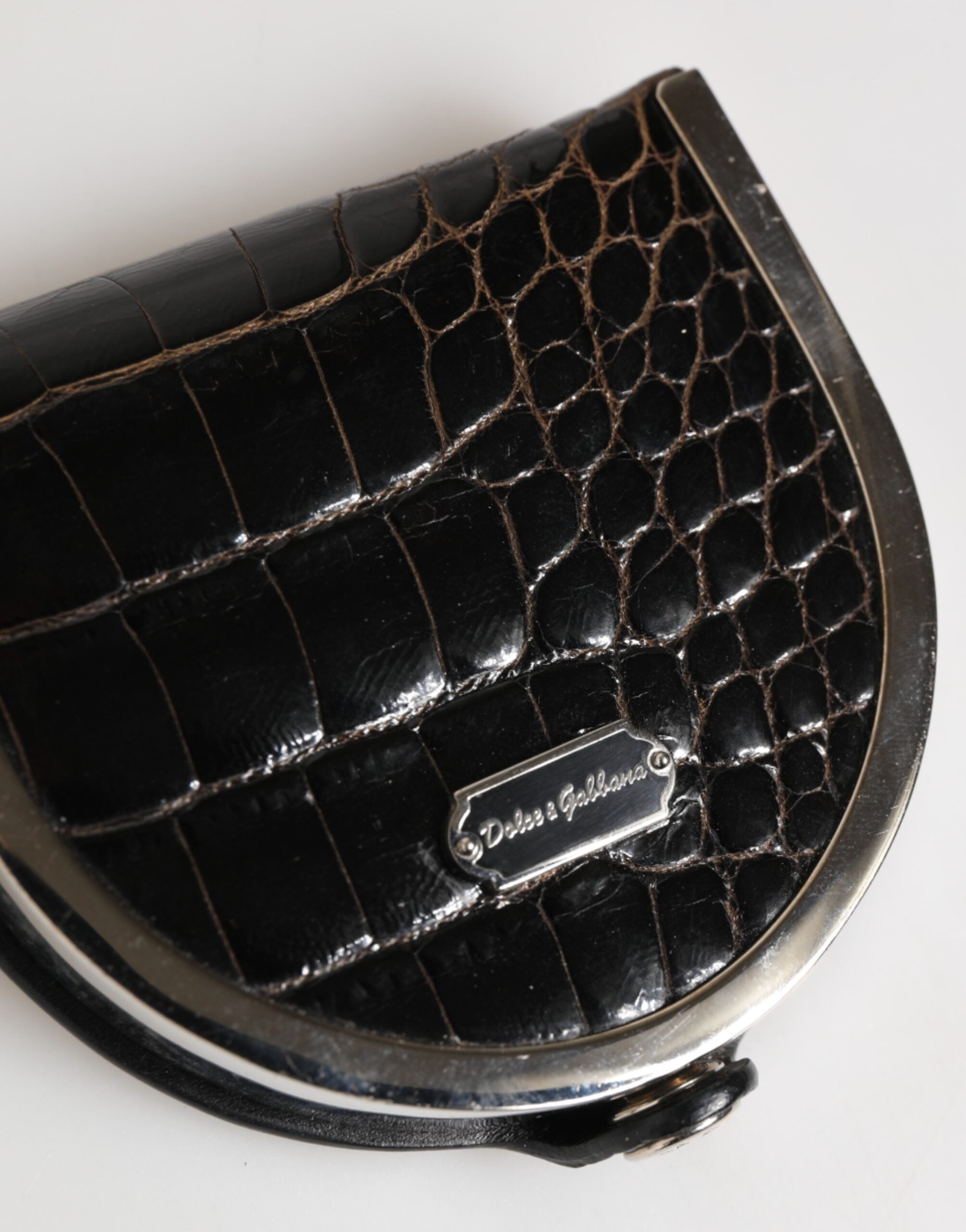 Dolce & Gabbana Black Polished Crocodile Leather Mens Coin Purse Wallet - Zeiniez