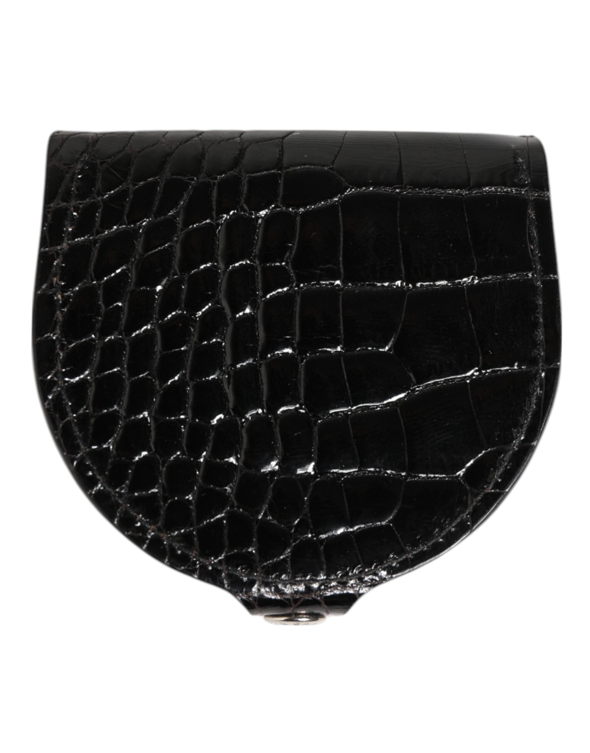 Dolce & Gabbana Black Polished Crocodile Leather Mens Coin Purse Wallet - Zeiniez