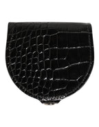 Dolce & Gabbana Black Polished Crocodile Leather Mens Coin Purse Wallet
