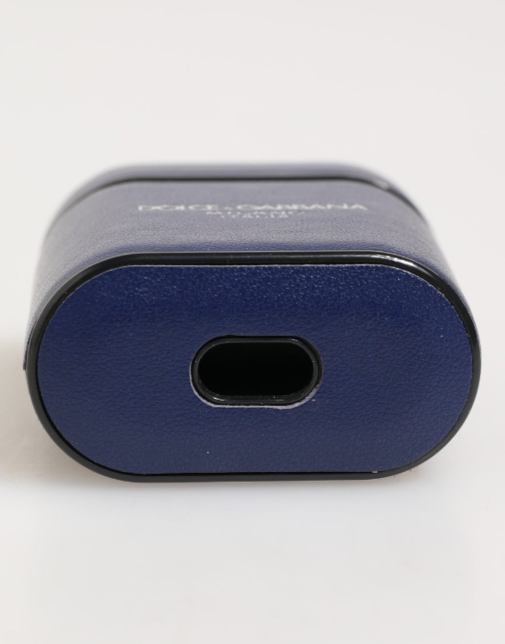 Dolce & Gabbana Blue Leather Logo Print Flip Holder Men Airpods Case