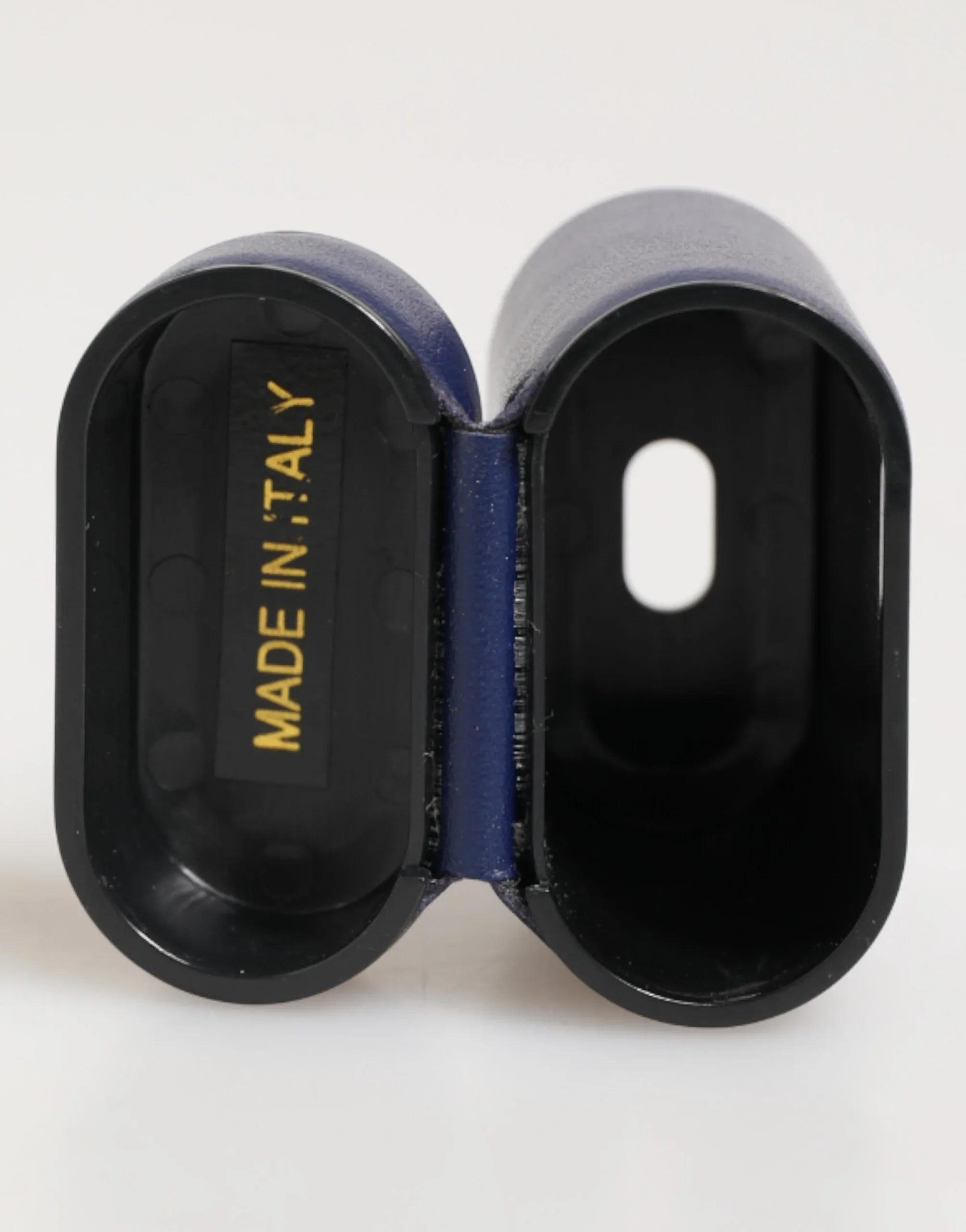 Dolce & Gabbana Blue Leather Logo Print Flip Holder Men Airpods Case - Zeiniez