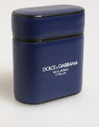 Dolce & Gabbana Blue Leather Logo Print Flip Holder Men Airpods Case - Zeiniez