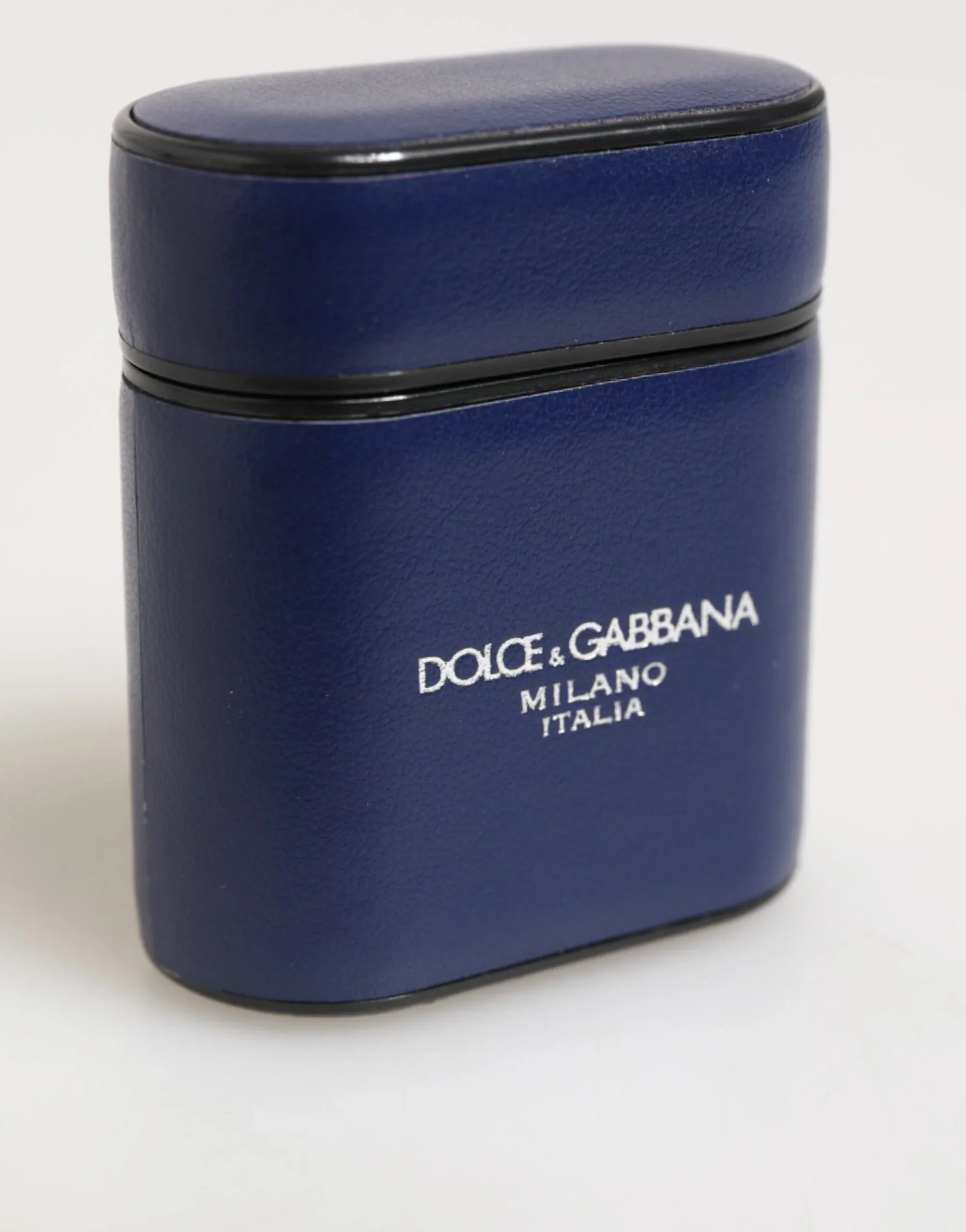 Dolce & Gabbana Blue Leather Logo Print Flip Holder Men Airpods Case - Zeiniez