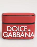 Dolce & Gabbana Red White Silicone Embossed Logo Accessory Airpods Case