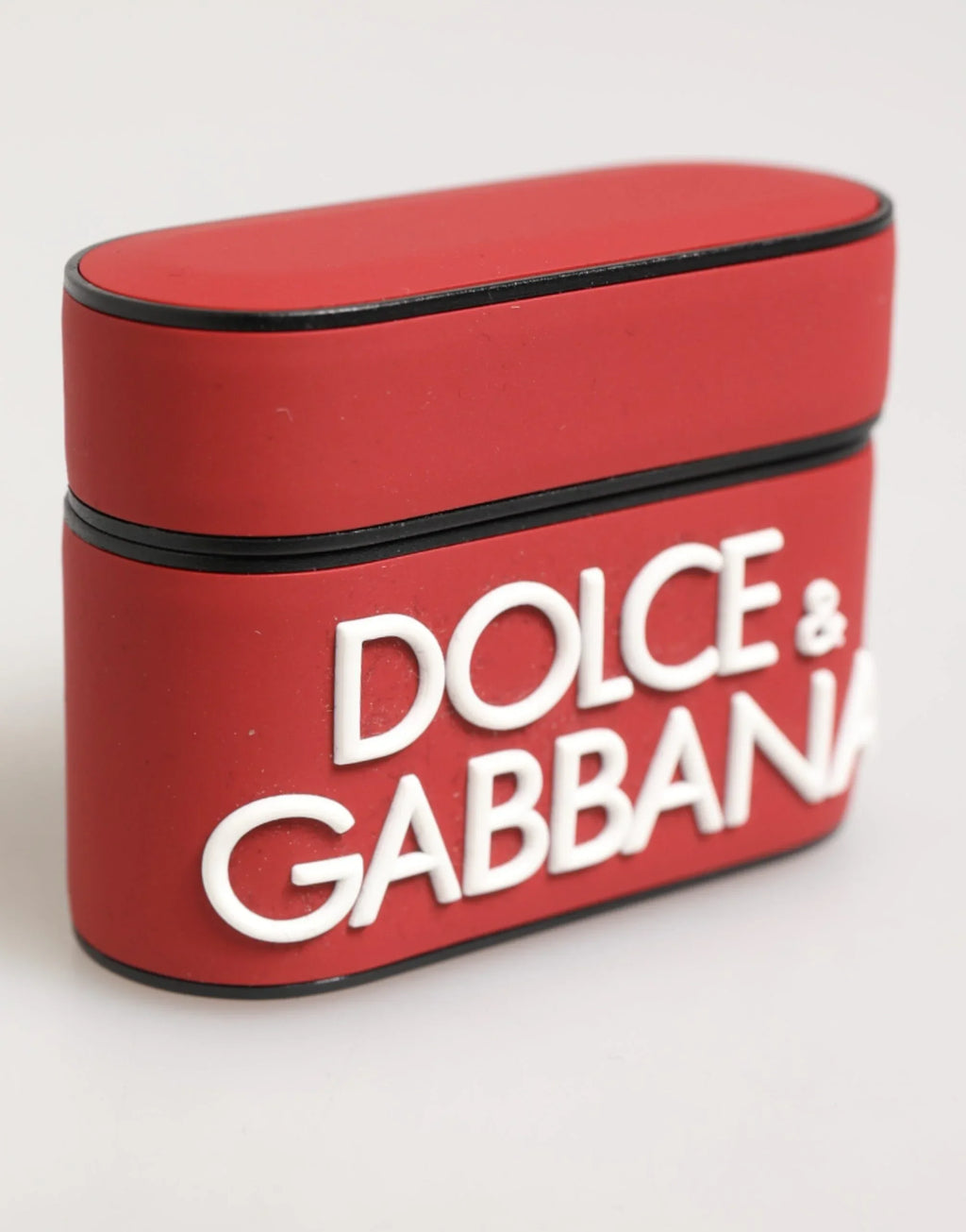 Dolce & Gabbana Red White Silicone Embossed Logo Accessory Airpods Case - Zeiniez
