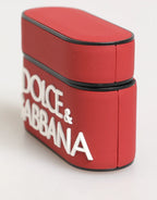 Dolce & Gabbana Red White Silicone Embossed Logo Accessory Airpods Case - Zeiniez