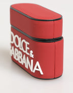 Dolce & Gabbana Red White Silicone Embossed Logo Accessory Airpods Case