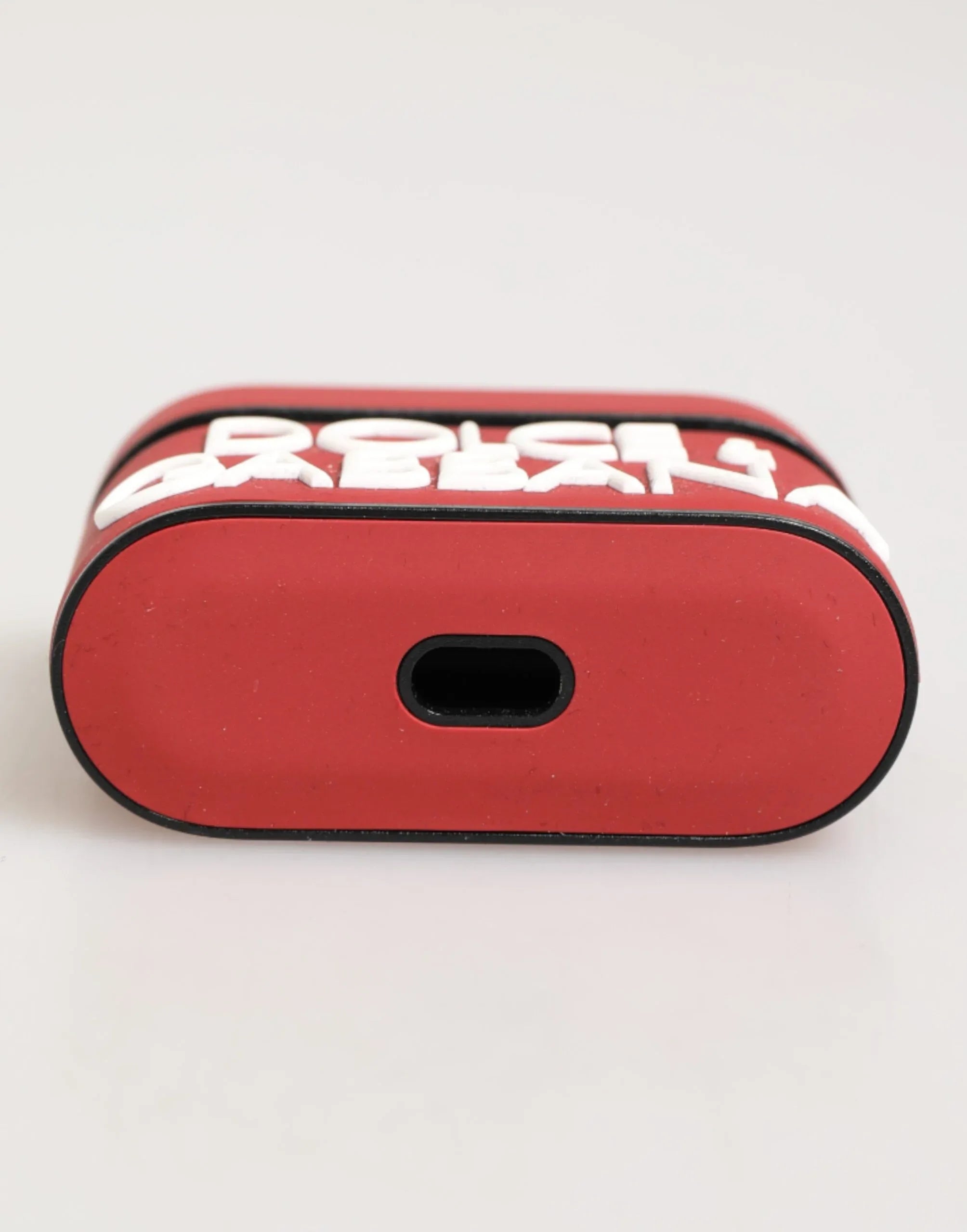 Dolce & Gabbana Red White Silicone Embossed Logo Accessory Airpods Case - Zeiniez
