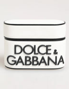 Dolce & Gabbana White Black Rubber Logo Embossed Accessory Airpods Case - Zeiniez