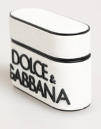 Dolce & Gabbana White Black Rubber Logo Embossed Accessory Airpods Case - Zeiniez