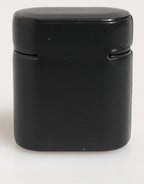 Dolce & Gabbana Black Calfskin Leather Logo Print Flip Holder Airpods Case - Zeiniez