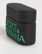Dolce & Gabbana Black Mint Rubber Logo Embossed Accessory Airpods Case