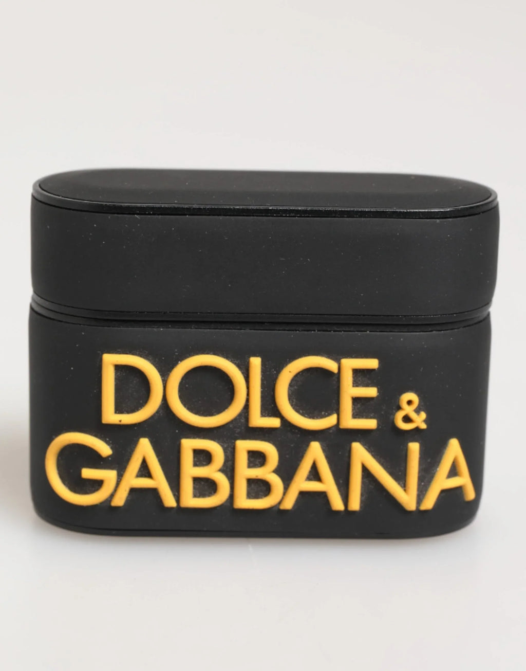 Dolce & Gabbana Black Yellow Rubber Logo Embossed Accessory Airpods Case - Zeiniez