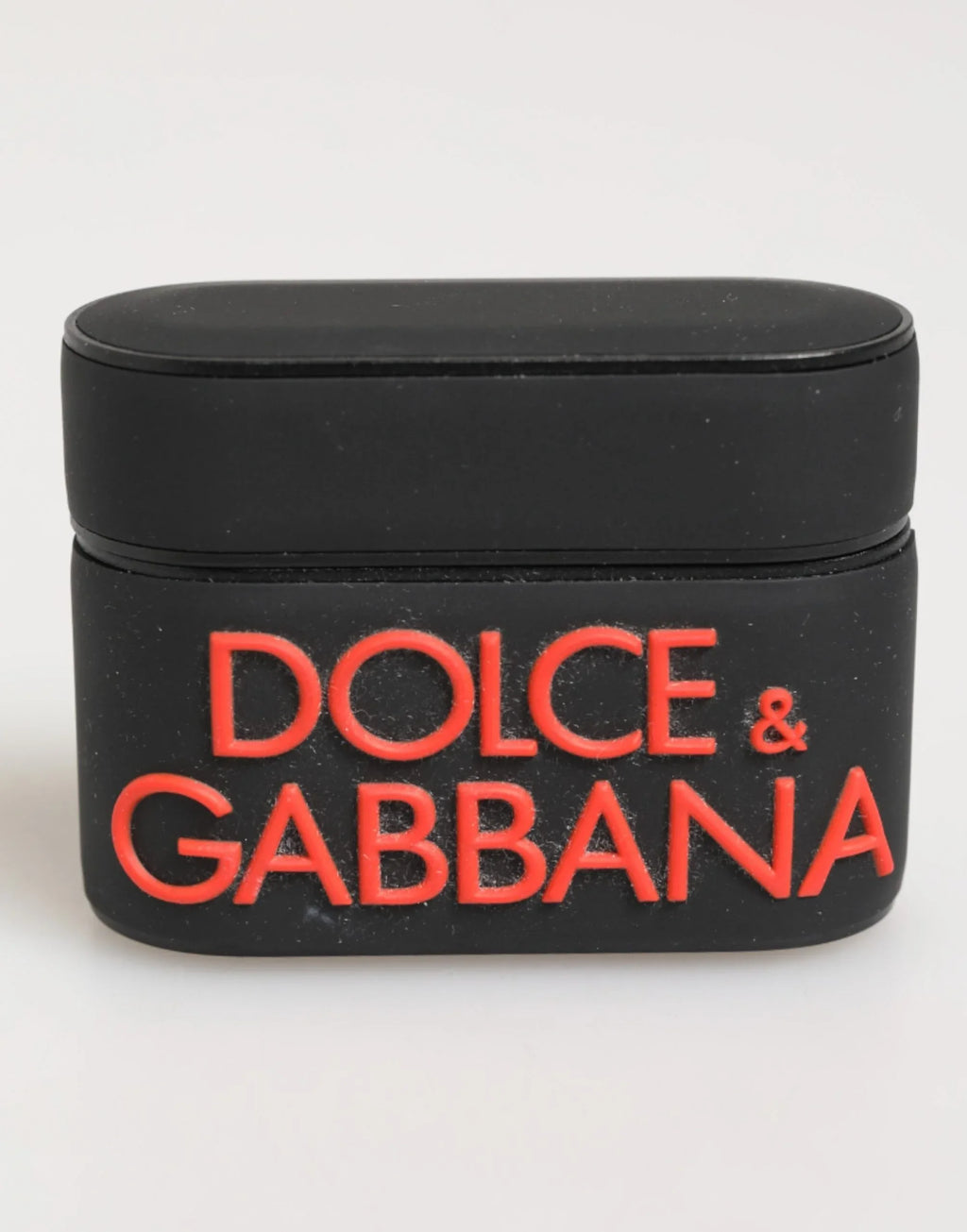 Dolce & Gabbana Black Orange Rubber Logo Embossed Accessory Airpods Case - Zeiniez