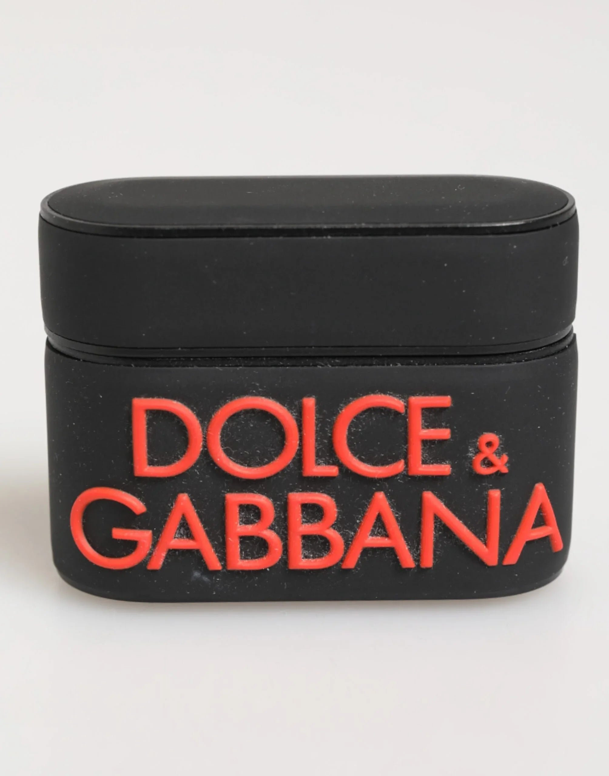 Dolce & Gabbana Black Orange Rubber Logo Embossed Accessory Airpods Case - Zeiniez