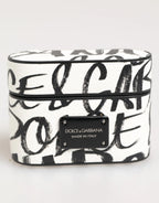 Dolce & Gabbana Black White Leather Monogram Print Logo Holder Airpods Case - Zeiniez