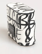 Dolce & Gabbana Black White Leather Monogram Print Logo Holder Airpods Case - Zeiniez