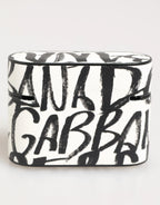 Dolce & Gabbana Black White Leather Monogram Print Logo Holder Airpods Case - Zeiniez