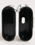 Dolce & Gabbana Black White Leather Monogram Print Logo Holder Airpods Case - Zeiniez