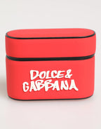Dolce & Gabbana Red PVC DG Logo Embossed Men Flip Holder Airpods Case - Zeiniez