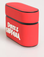 Dolce & Gabbana Red PVC DG Logo Embossed Men Flip Holder  Airpods Case