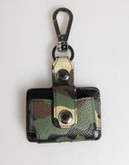 Dolce & Gabbana Multicolor Camouflage Leather Metal Accessory Airpods Case