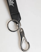 Dolce & Gabbana Black Silver Nylon DG Crown Men's Holder Keychain Keyring - Zeiniez