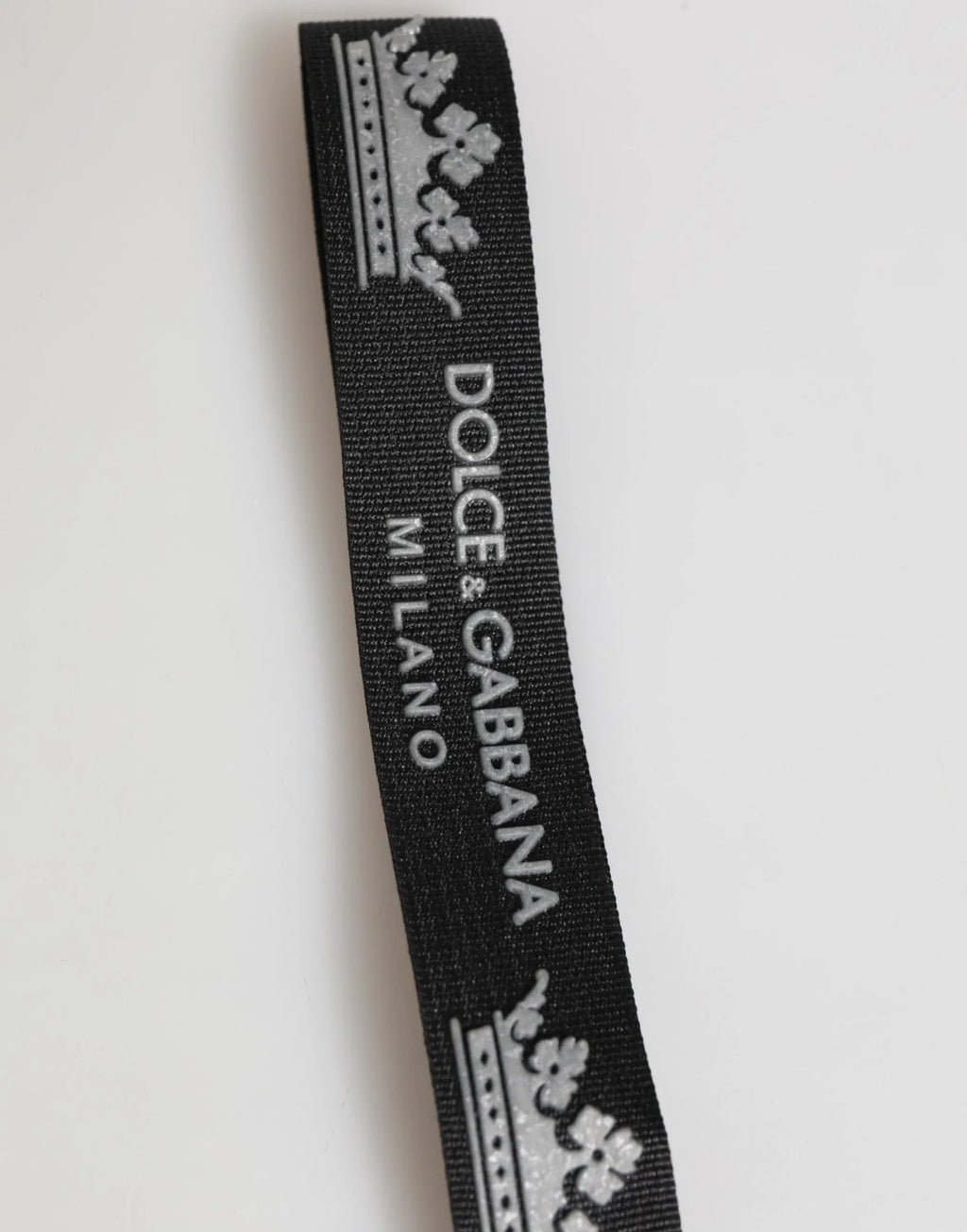 Dolce & Gabbana Black Silver Nylon DG Crown Men's Holder Keychain Keyring - Zeiniez