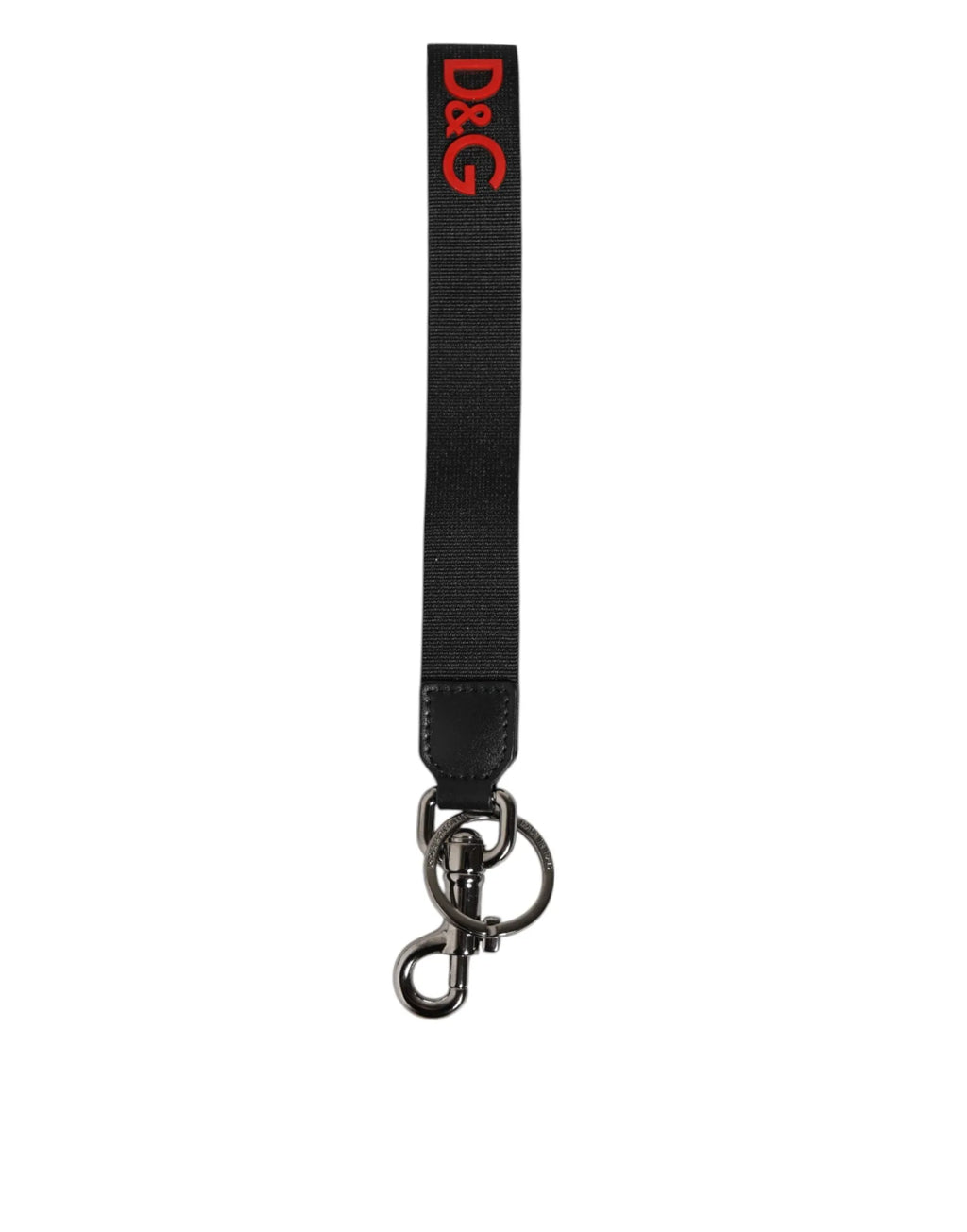 Dolce & Gabbana Black Red Logo Polyester Brass Holder Keychain Keyring - Zeiniez