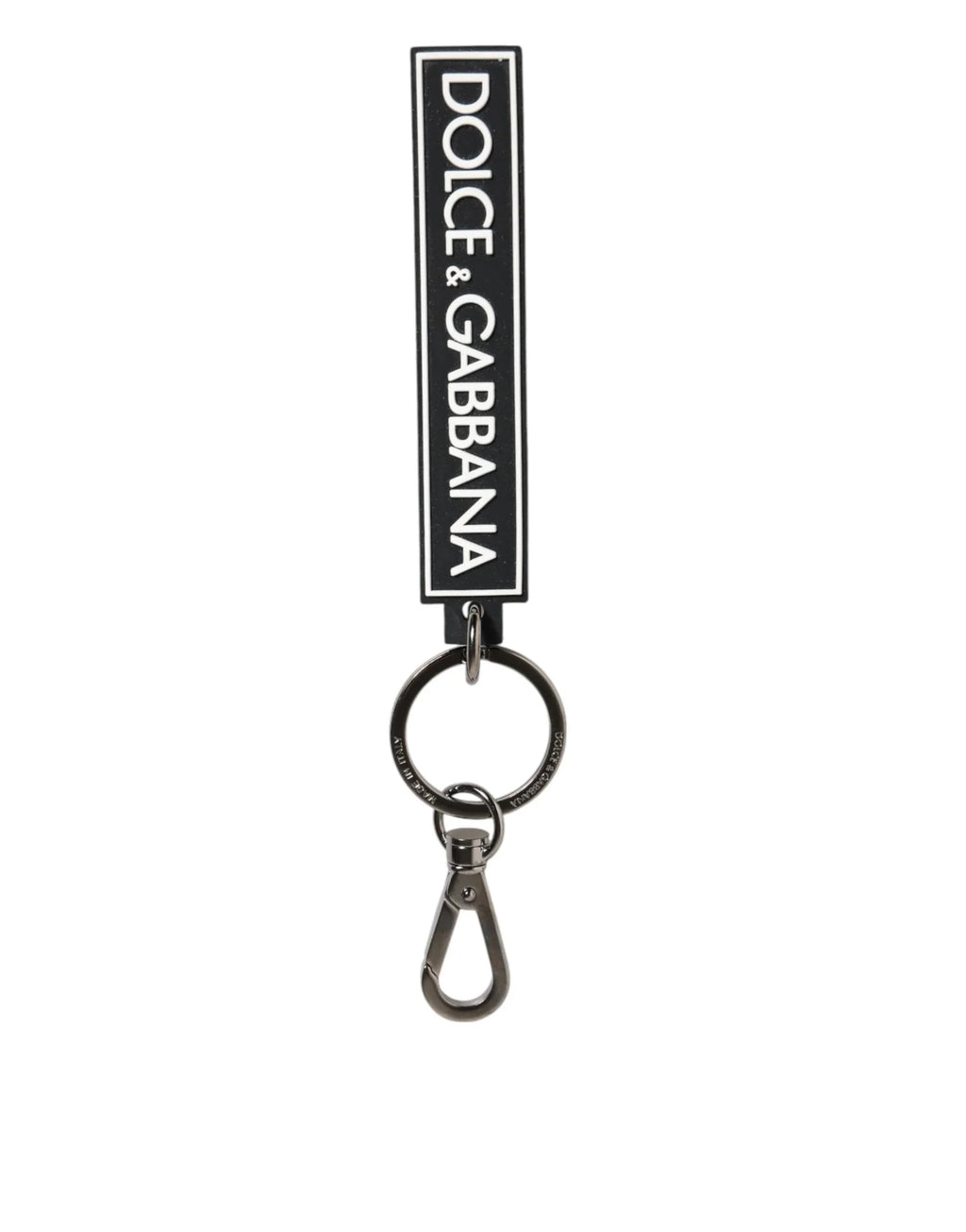 Dolce & Gabbana Black White DG Rubber Logo Silver Men's Holder Keyring - Zeiniez