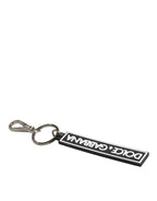 Dolce & Gabbana Black White DG Rubber Logo Silver Men's Holder Keyring - Zeiniez