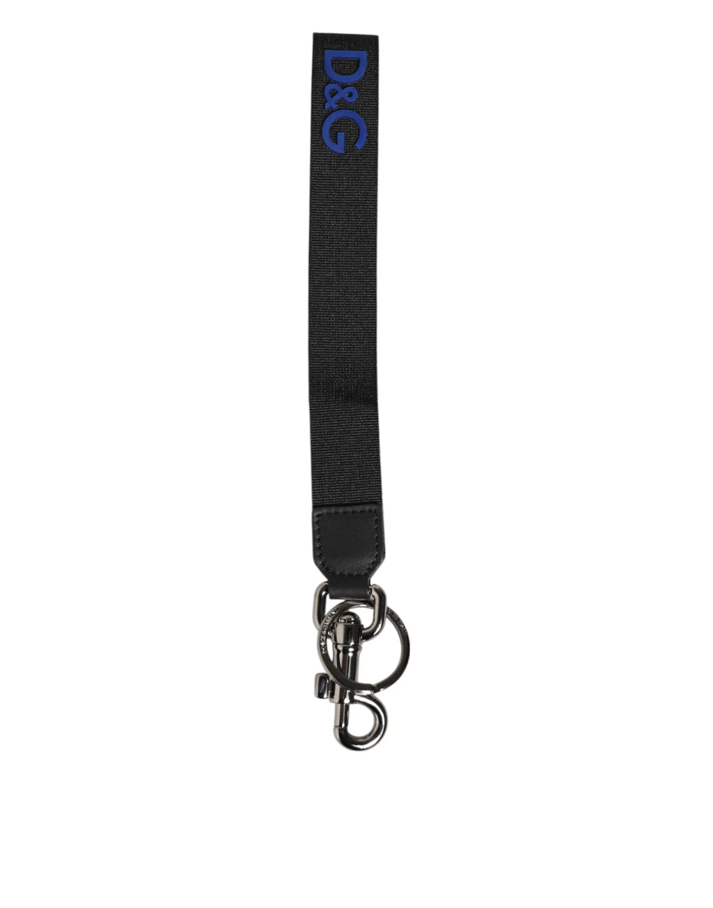 Dolce & Gabbana Black Blue DG Logo Polyester Brass Holder Keychain Keyring - Zeiniez