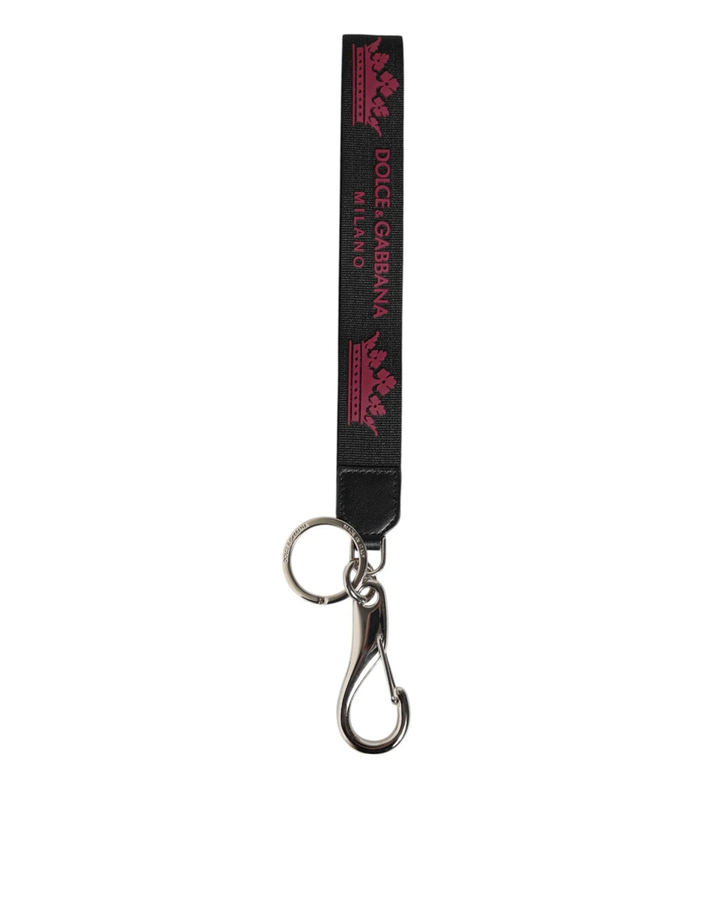 Dolce & Gabbana Black Burgundy Nylon DG Logo Crown Holder Keychain Keyring - Zeiniez
